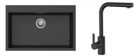K-StrongSinks S3 Set drez Ipel 780x510mm granit čierny + Batéria Ipoly čierna