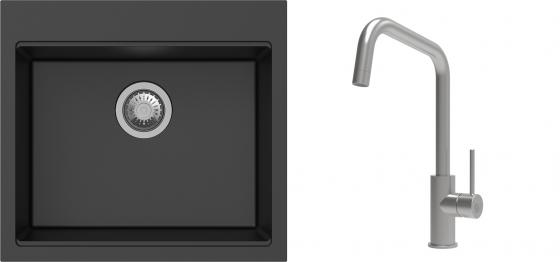 K-StrongSinks S3 Set drez Ipel 560x510mm granit čierny + Batéria Arda nerez
