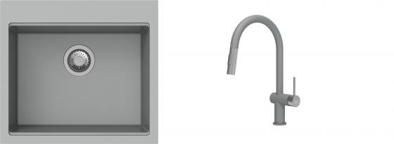 K-StrongSinks S3 Set drez Ipel 560x510mm granit šedý + Batéria Neris šedá