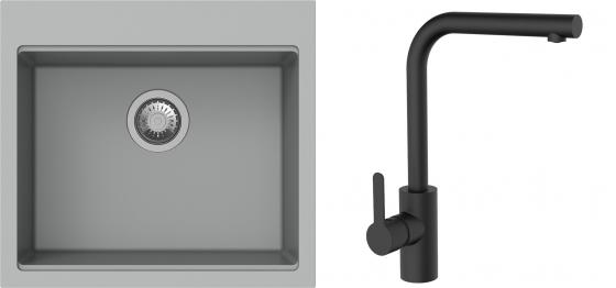 K-StrongSinks S3 Set drez Ipel 560x510mm granit šedý + Batéria Ipoly čierna