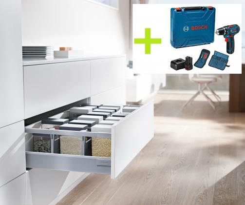 K-BLUM set Antaro 500mm/30kg, šedá, Inserta + BOSCH GSR 12V-15