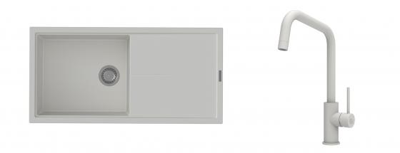 K-StrongSinks S3 Set drez Labe 1000x500mm granit biely + Batéria Arda bílá