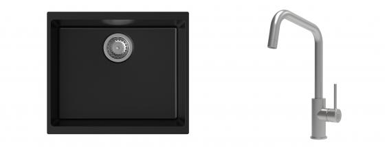 K-StrongSinks S3 Set drez Hron 530x460mm granit čierna + Batéria Arda nerez