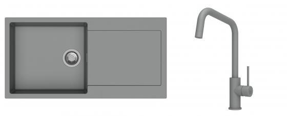 K-StrongSinks S3 Set drez Zala 1000x500mm granit šedý + Batéria Arda šedá