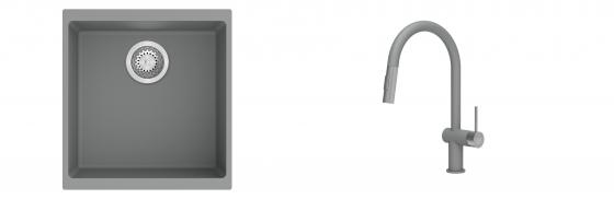 K-StrongSinks S3 Set drez Hron 430x460mm granit šedý + Batéria Neris šedá
