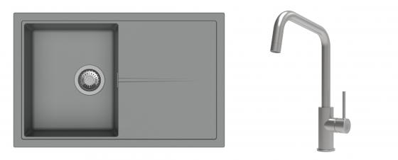 K-StrongSinks S3 Set drez Labe 780x500mm granit šedý + Batéria Arda nerez