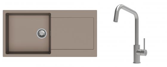 K-StrongSinks S3 Set drez Zala 1000x500mm granit béžový + Batéria Arda nerez