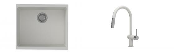K-StrongSinks S3 Set drez Hron 530x460mm granit biely + Batéria Neris bílá