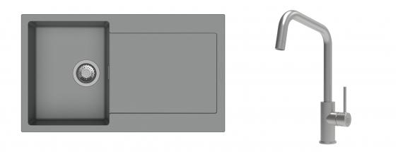 K-StrongSinks S3 Set drez Zala 860x500mm granit šedý + Batéria Arda nerez