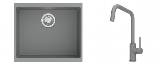 K-StrongSinks S3 Set drez Hron 530x460mm granit šedý + Batéria Arda šedá