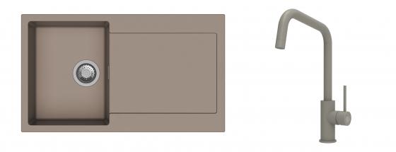 K-StrongSinks S3 Set drez Zala 860x500mm granit béžový + Batéria Arda béžová