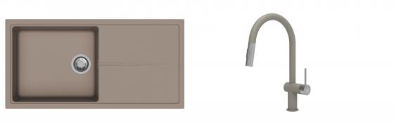 K-StrongSinks S3 Set drez Labe 1000x500mm granit béžový + Batéria Neris béžová