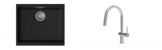 K-StrongSinks S3 Set drez Hron 530x460mm granit čierna + Batéria Neris nerez