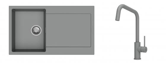K-StrongSinks S3 Set drez Zala 860x500mm granit šedý + Batéria Arda šedá