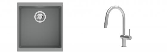 K-StrongSinks S3 Set drez Hron 430x460mm granit šedý + Batéria Neris nerez