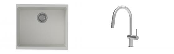 K-StrongSinks S3 Set drez Hron 530x460mm granit biely + Batéria Neris nerez