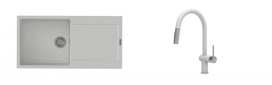 K-StrongSinks S3 Set drez Zala 1000x500mm granit biely + Batéria Neris bílá