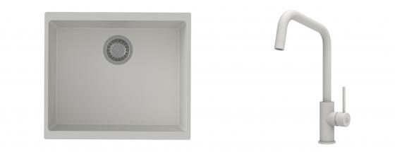 K-StrongSinks S3 Set drez Hron 530x460mm granit biely + Batéria Arda bílá
