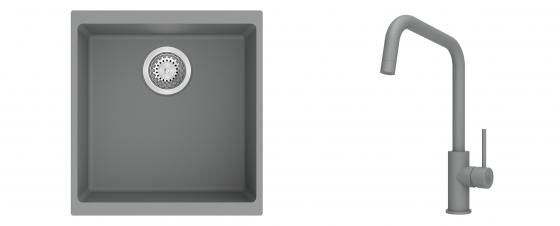 K-StrongSinks S3 Set drez Hron 430x460mm granit šedý + Batéria Arda šedá