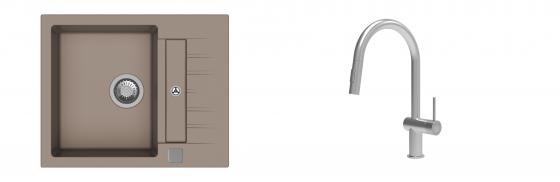 K-StrongSinks S3 Set drez Vardar 615x500mm granit béžový + Batéria Neris nerez