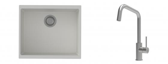 K-StrongSinks S3 Set drez Hron 530x460mm granit biely + Batéria Arda nerez
