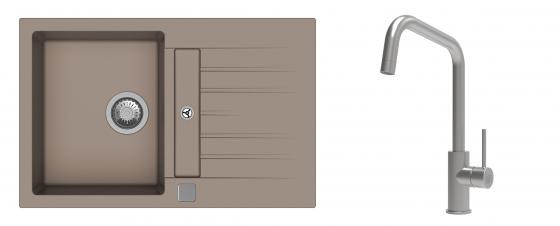 K-StrongSinks S3 Set drez Vardar 780x500mm granit béžový + Batéria Arda nerez