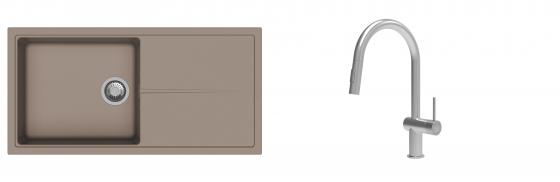 K-StrongSinks S3 Set drez Labe 1000x500mm granit béžový + Batéria Neris nerez
