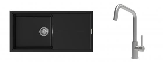 K-StrongSinks S3 Set drez Labe 1000x500mm granit čierna + Batéria Arda nerez