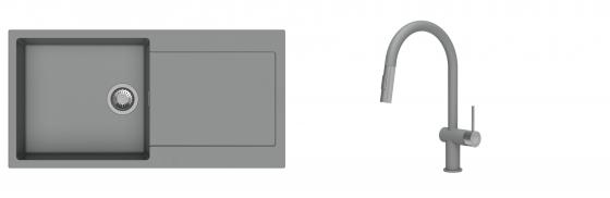 K-StrongSinks S3 Set drez Zala 1000x500mm granit šedý + Batéria Neris šedá