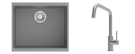K-StrongSinks S3 Set drez Hron 530x460mm granit šedý + Batéria Arda nerez