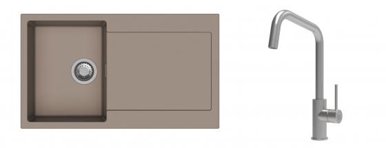 K-StrongSinks S3 Set drez Zala 860x500mm granit béžový + Batéria Arda nerez