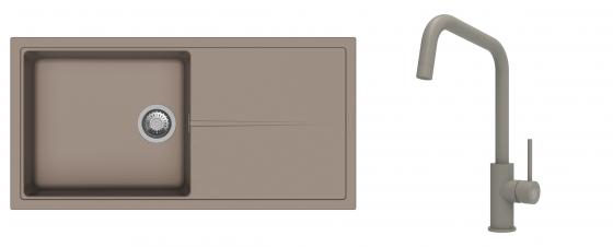 K-StrongSinks S3 Set drez Labe 1000x500mm granit béžový + Batéria Arda béžová