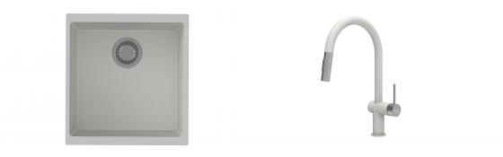 K-StrongSinks S3 Set drez Hron 430x460mm granit biely + Batéria Neris bílá