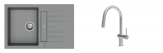 K-StrongSinks S3 Set drez Vardar 780x500mm granit šedý + Batéria Neris nerez