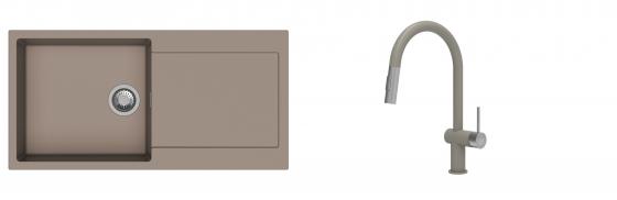 K-StrongSinks S3 Set drez Zala 1000x500mm granit béžový + Batéria Neris béžová