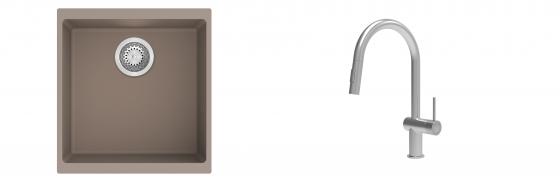 K-StrongSinks S3 Set drez Hron 430x460mm granit béžový + Batéria Neris nerez