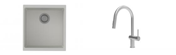 K-StrongSinks S3 Set drez Hron 430x460mm granit biely + Batéria Neris nerez