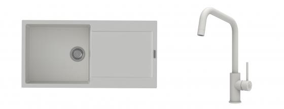 K-StrongSinks S3 Set drez Zala 1000x500mm granit biely + Batéria Arda bílá