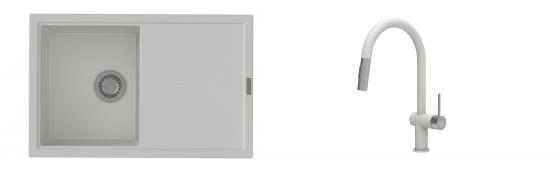 K-StrongSinks S3 Set drez Labe 780x500mm granit biely + Batéria Neris bílá