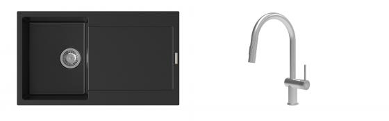 K-StrongSinks S3 Set drez Zala 860x500mm granit čierna + Batéria Neris nerez