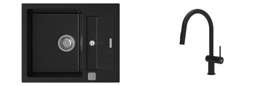 K-StrongSinks S3 Set drez Vardar 615x500mm granit čierna + Batéria Neris čierna