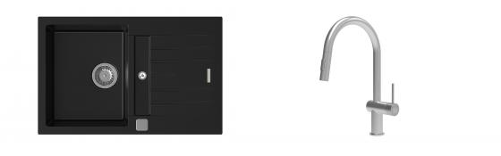 K-StrongSinks S3 Set drez Vardar 780x500mm granit čierna + Batéria Neris nerez