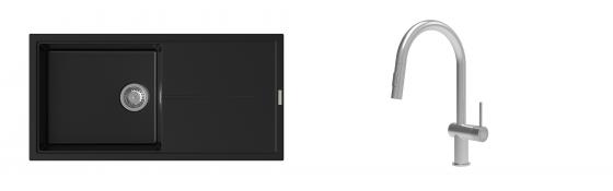 K-StrongSinks S3 Set drez Labe 1000x500mm granit čierna + Batéria Neris nerez