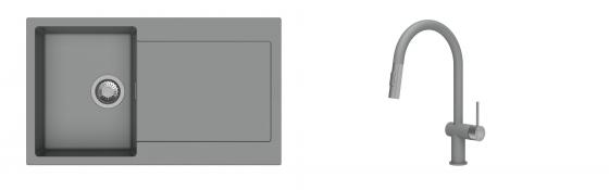 K-StrongSinks S3 Set drez Zala 860x500mm granit šedý + Batéria Neris šedá