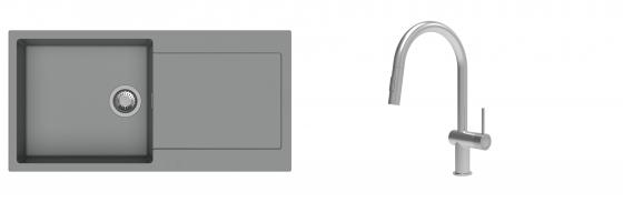 K-StrongSinks S3 Set drez Zala 1000x500mm granit šedý + Batéria Neris nerez