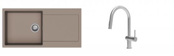 K-StrongSinks S3 Set drez Zala 1000x500mm granit béžový + Batéria Neris nerez