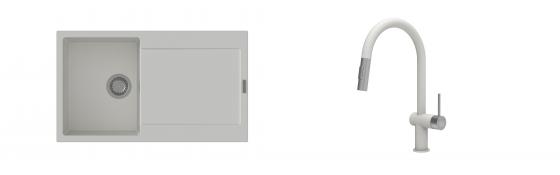 K-StrongSinks S3 Set drez Zala 860x500mm granit biely + Batéria Neris bílá