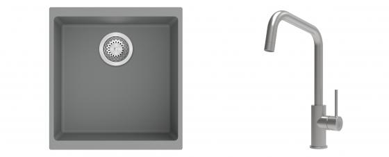K-StrongSinks S3 Set drez Hron 430x460mm granit šedý + Batéria Arda nerez