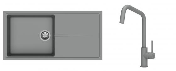 K-StrongSinks S3 Set drez Labe 1000x500mm granit šedý + Batéria Arda šedá