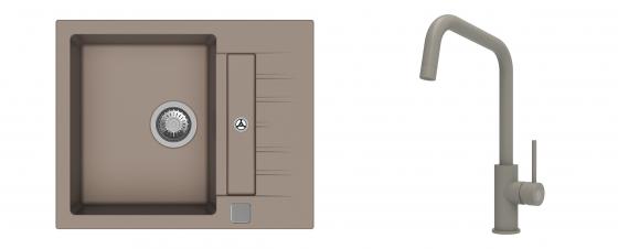 K-StrongSinks S3 Set drez Vardar 615x500mm granit béžový + Batéria Arda béžová